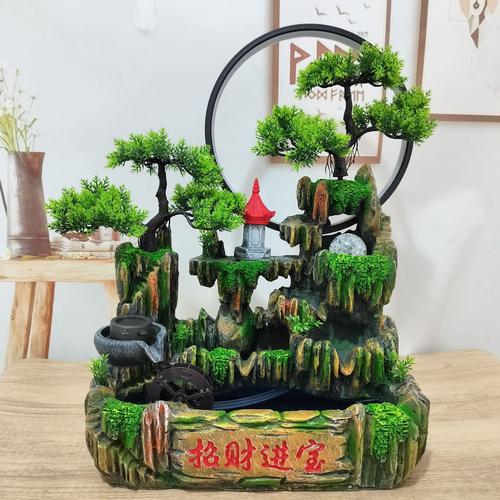 现货批发室内流水喷泉 现代简易客厅电视柜树脂假山鱼缸流水摆件